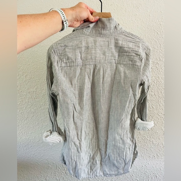 Marine Layer Grey Stripe Half Button Top - Picture 3 of 9